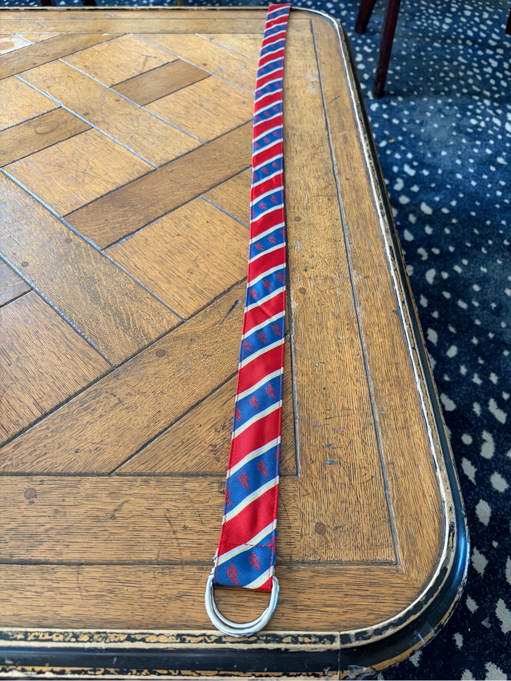 Striped Lobster Red and Blue Reversible Belt with d-ring closure